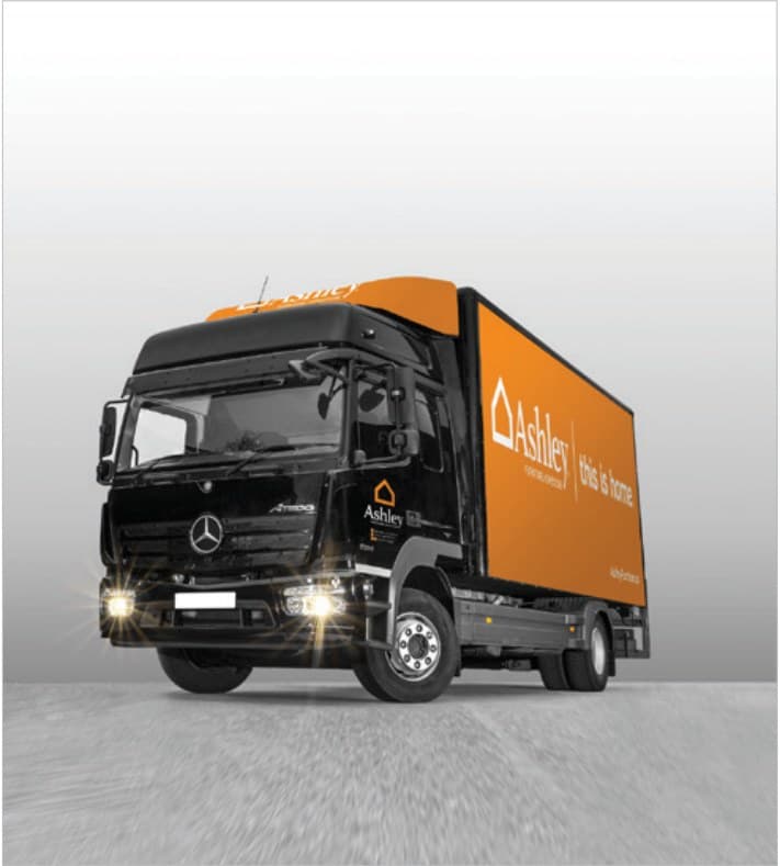 Ashley delivery truck, front view