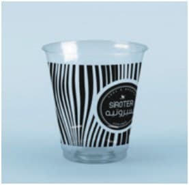 SIROTER clear cold-drink cup with striped print